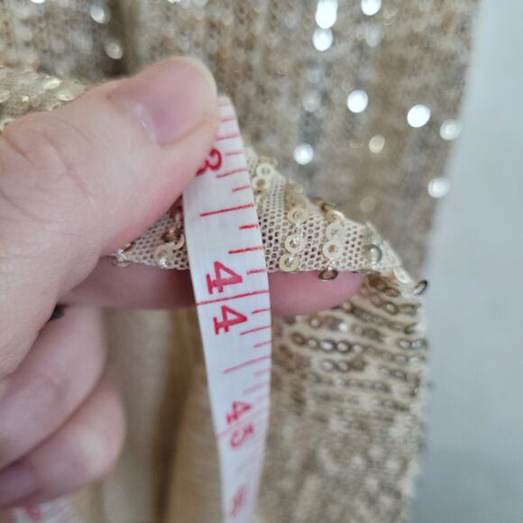 Lauren Ralph Lauren Bowen gold sequin long sleeve midi dress Size 4 glam fairy - Picture 11 of 12